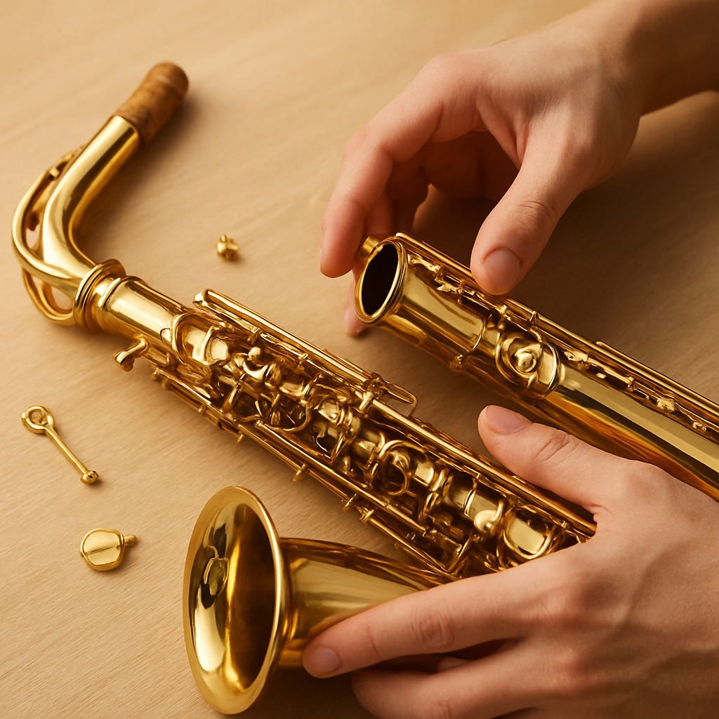 Cada pieza del saxofón merece delicadeza, especialmente al desmontarla. — lisaxdroid personal