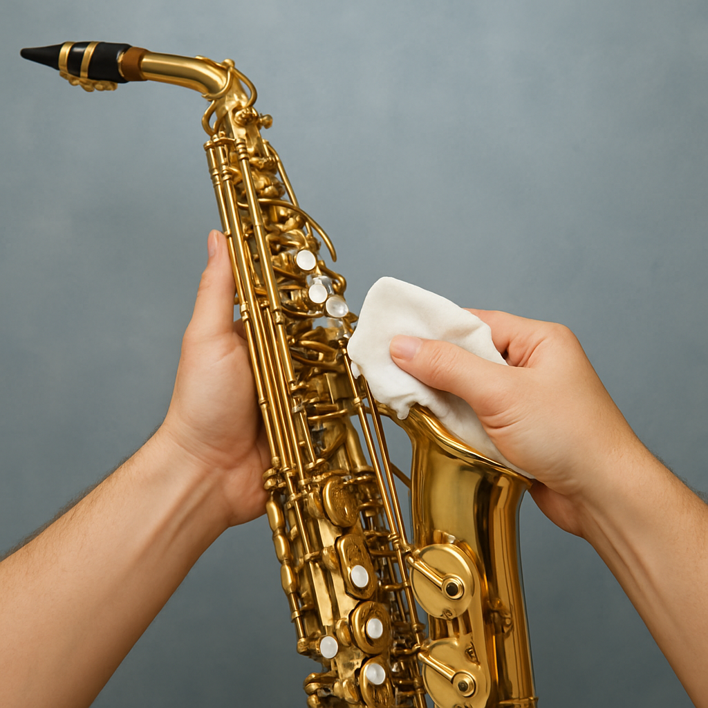 El simple gesto de limpiar el saxofón tras tocar previene problemas mayores como corrosión o malos olores. — lisaxdroid personal