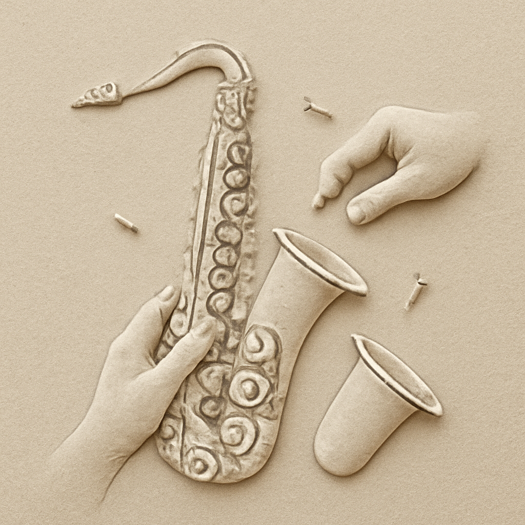 Cada pieza del saxofón alto es delicada y merece ser manipulada con cuidado para evitar daños. — lisaxdroid personal