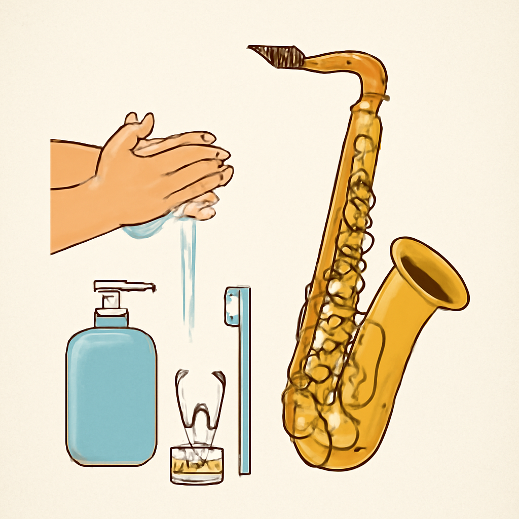 Cuidar tu higiene personal complementa el buen mantenimiento de tu saxofón alto. — lisaxdroid personal