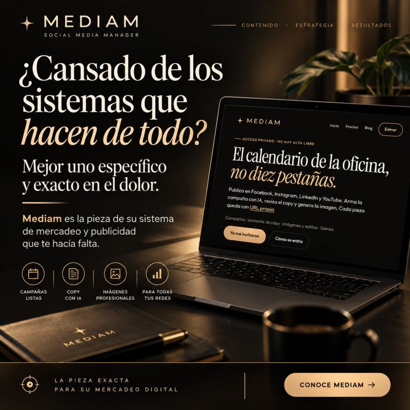 Mediam es la pieza de su sistema de mercadeo y publicidad que te hacia falta. — mediam social